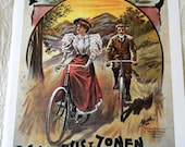 Vintage Bicycle Poster 1900s Matador Cycles / Fongers Bicycles  Paris Poster Size Book Plate
