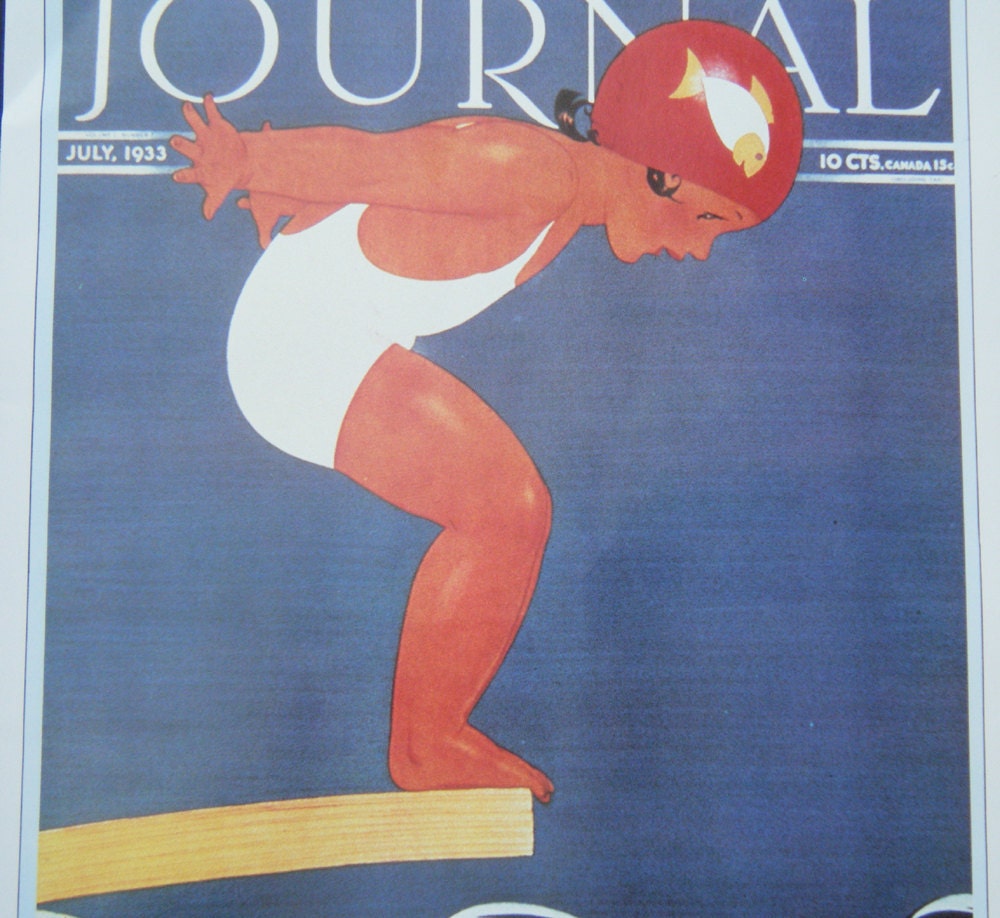 Testing the Waters Vintage Poster Ladies Home Journal Major Felton July 1933 Magazine Cover Poster Print