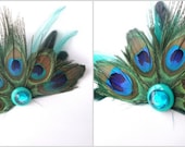 Wedding Hair Accessory - Bridesmaid Hair AccessoryPeacock Feather Fascinator -Eyes of a Queen