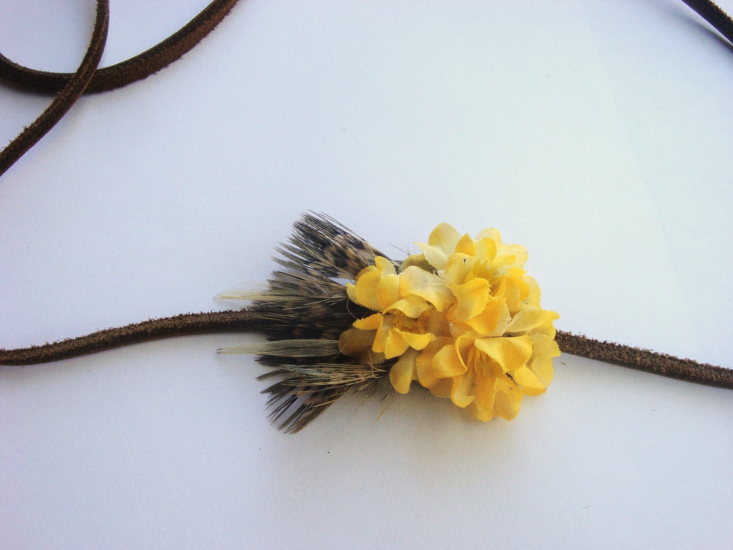 Wedding Hair Accessory - Bridesmaid Hair AccessoryFlower and Feather Headband -Sweetly Hippie