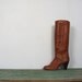 Vintage 70s Boots / Caramel Leather / Stack Heel / 6 1/2