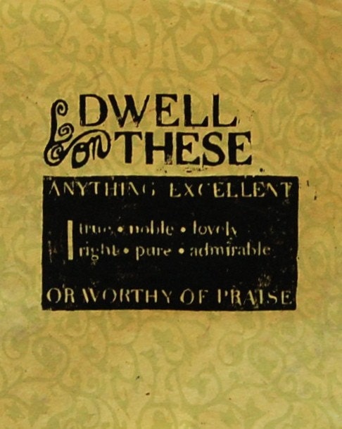 dwell on these - woodcut print - pick your paper