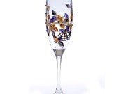 Halloween Champagne Flutes - Set of Two - Spiders Web and Vines - Purple, Orange and Black