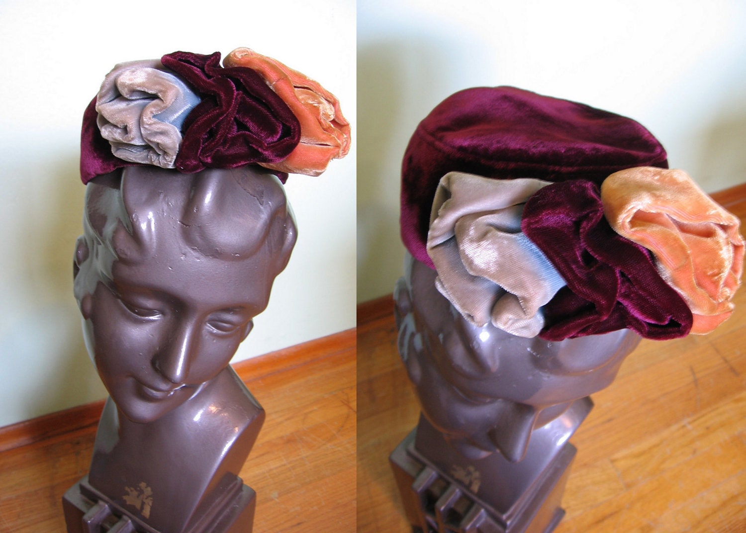 1940s velvet turban hat