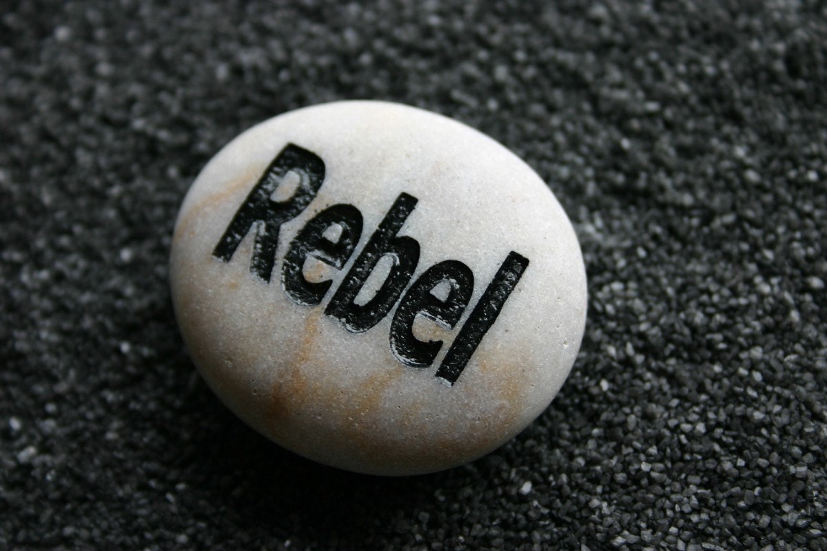 Rebel Engraved Stone Ocean Pebble Engraving Are You A Rebel