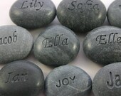 10 Custom Engraved Name Stones Personalized Grey Stone Weddings Mothers day