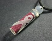 Awareness Ribbon Etched Bottle Vial Necklace