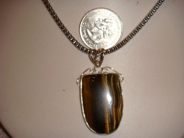 Sterling Silver Necklace and Pendant with Tiger Eye