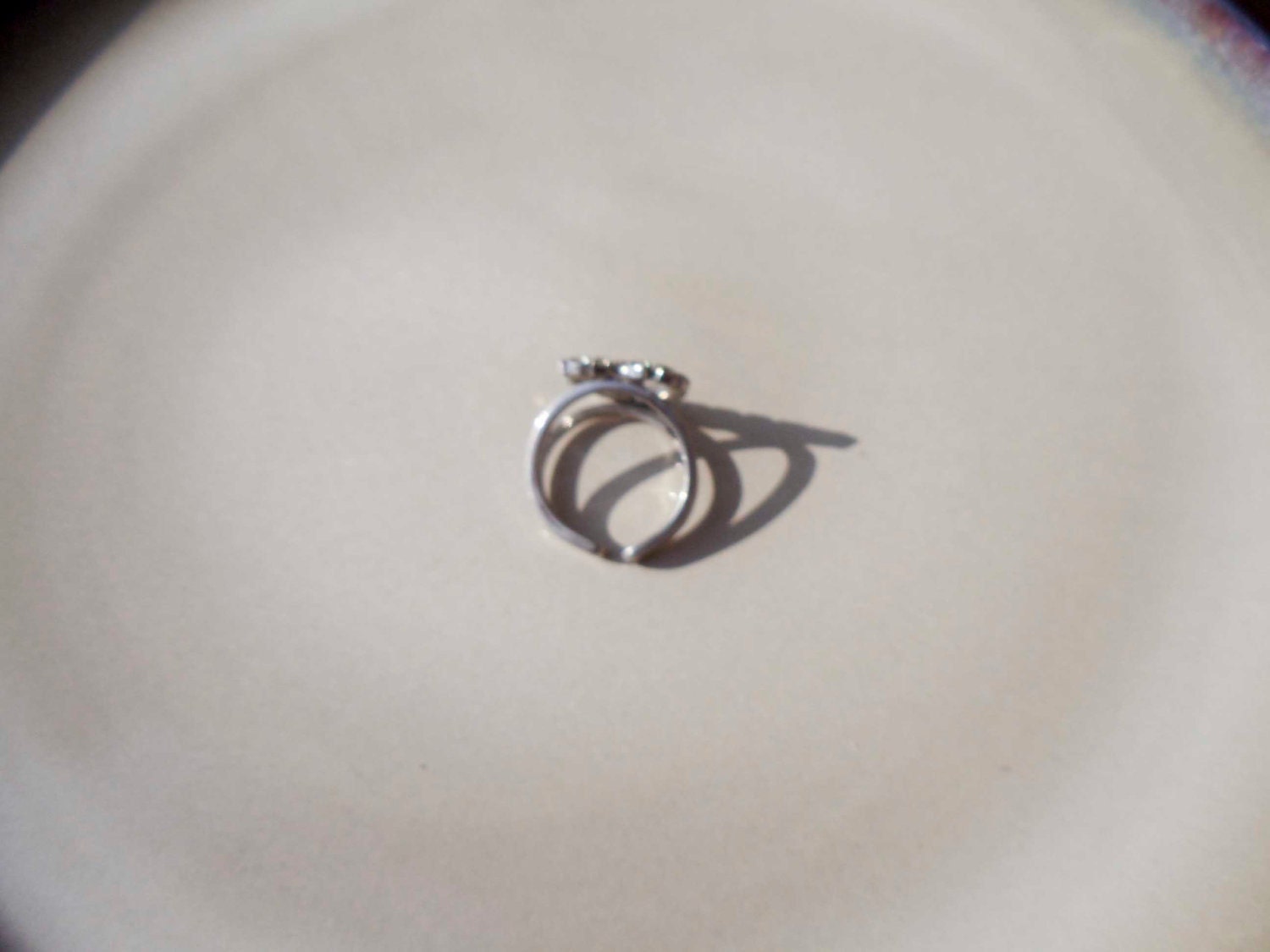 Summer Sale Vintage Silver Rhinestone Heart ring adjustable