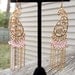 Summer Sale Gold chain dangle earrings with pink Czech glass beads