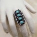 Vintage silver turquoise ring adjustable band large cocktail ring
