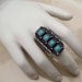 Vintage silver turquoise ring adjustable band large cocktail ring