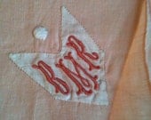Vintage / Antique PInk and White "BMR" Embroidered Monogrammed Hankie