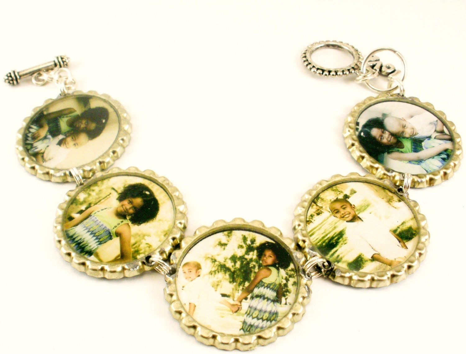 CUSTOM personalized Family Memories Photo Bottle Cap Bracelet