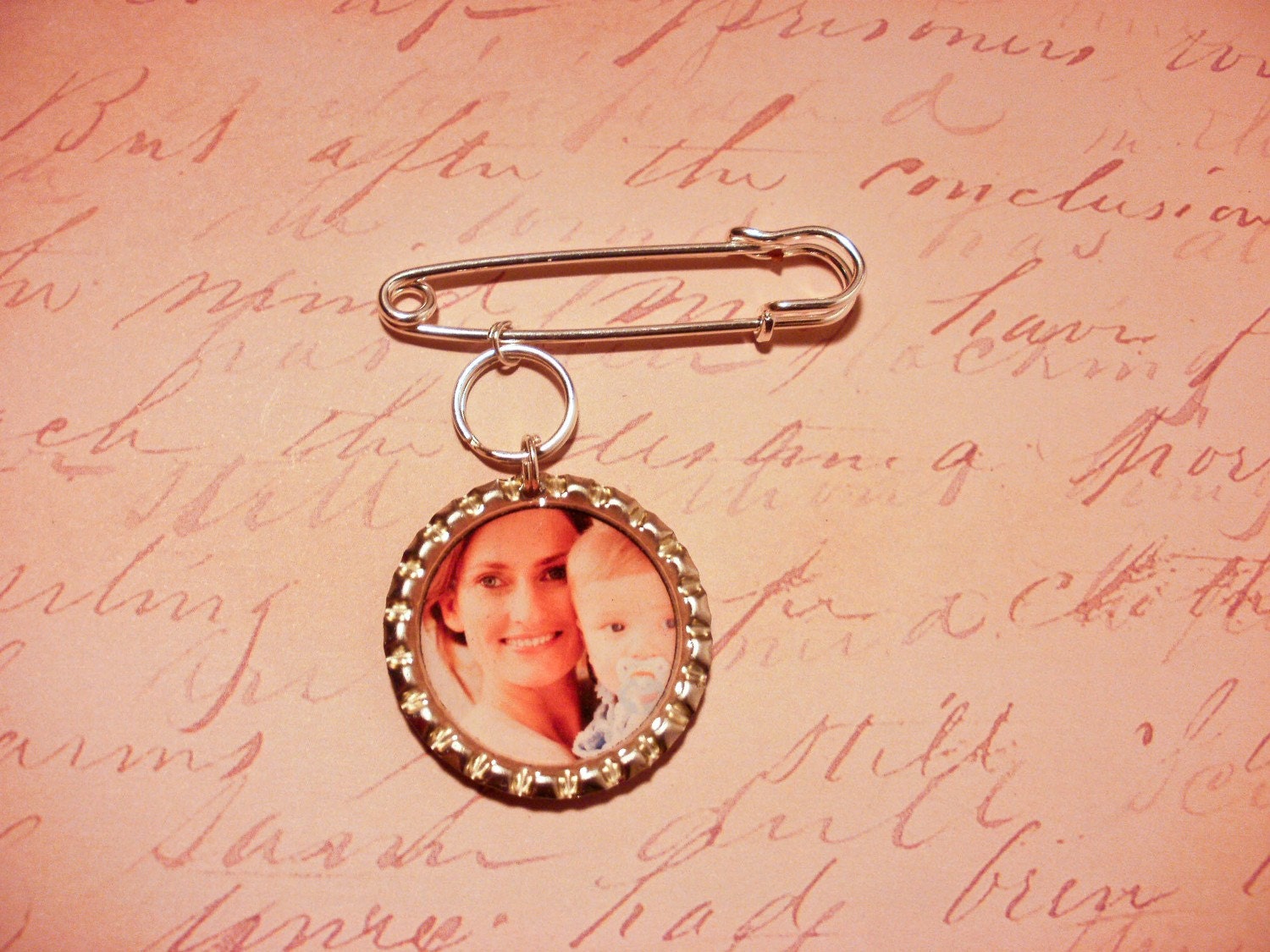 Custom Personalized Photo Bottle Cap Groom's Boutonniere Charm for something treasured