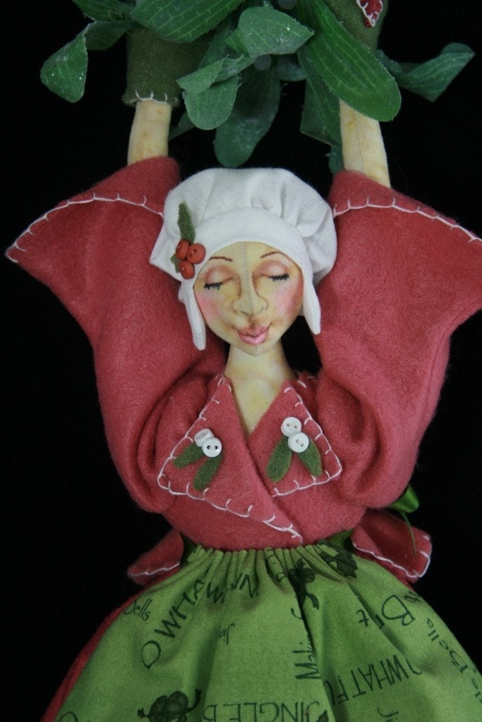 E-Pattern for Give Us a Kiss Christmas cloth doll with soft sculpture