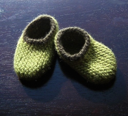 Wool Baby Slippers - Apple Green, 0, 3, 6 or 12 months