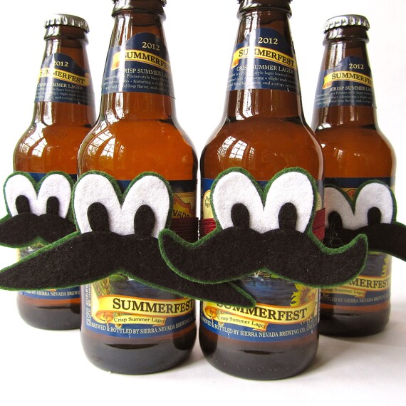 Brewski 'Stache Set aka Four Beer Mustaches by plushteam on Etsy