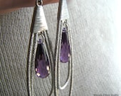 TANYA-Purple Cubic Zirconia and Silver Chandelier Teardrop Earrings