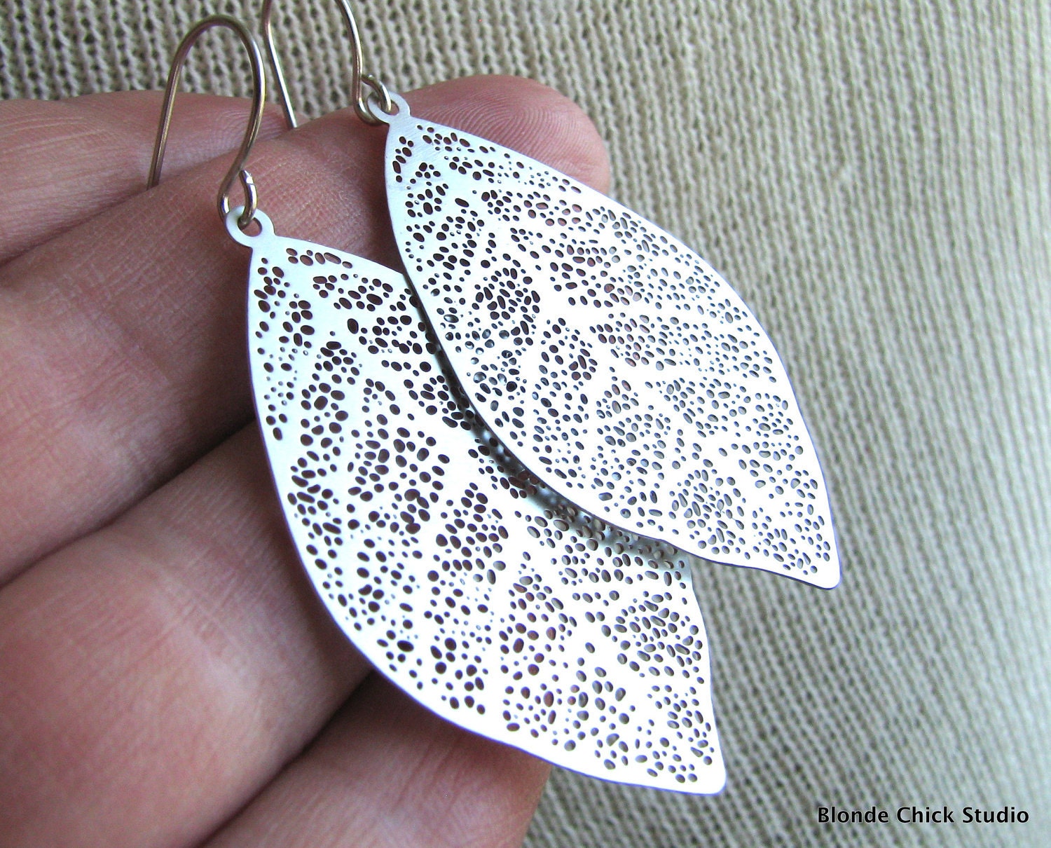 FOLIO-Matte Silver Leaf Earrings