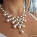 WHITNEY-White Glass Pearl Bib Style Necklace