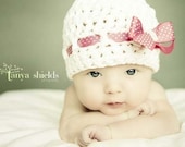 Custom Bow Hat - Baby Girl Photo Prop - Newborn or 0 to 3 month - Baby Bow Hat