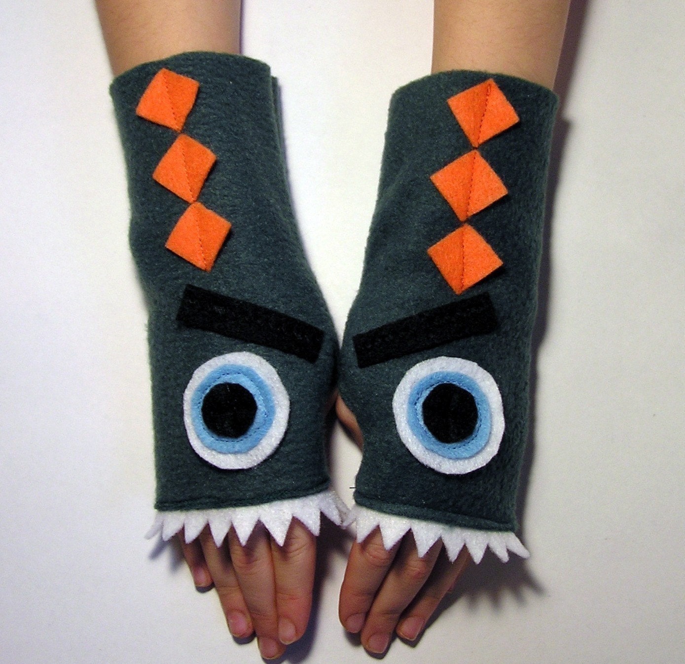 Hand Warmers Arm Warmers Wrist Warmers Fingerless Gloves for ADULTS (sizes Ladies S - Mens XL) - Green Monsters