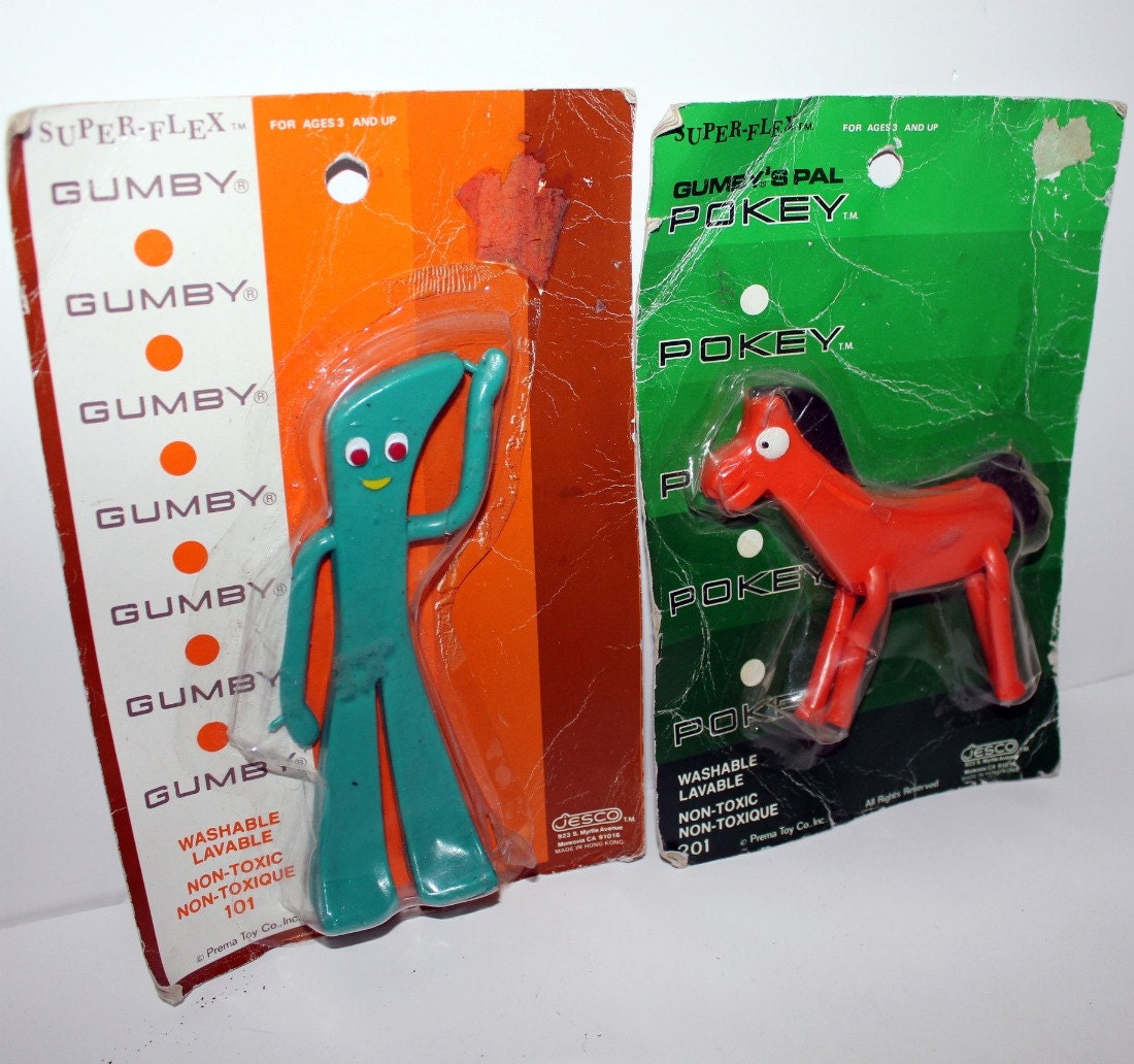 Vintage Gumby and Pokey Jesco Super Flex Toy Figures New On Card Horse