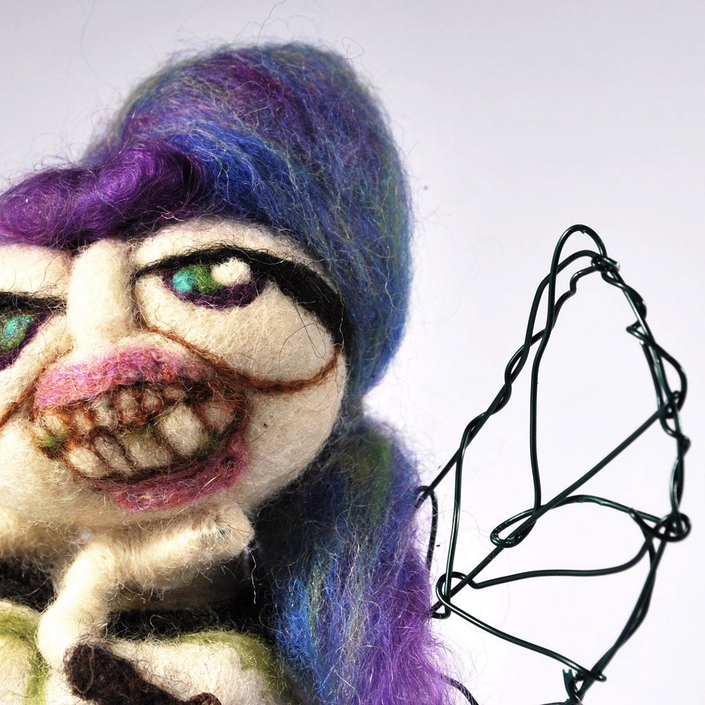 Needle felted art doll  (Rotten tooth fairy)
