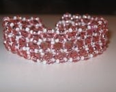 Pink and White Wide Beaded Bracelet