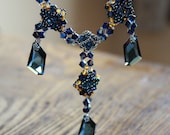 Downton Abbey Worthy Necklace Dripping in Montana Sapphire Blue Crystals
