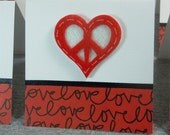 Peace Sign Heart Blank Note Cards 3x3 (6)