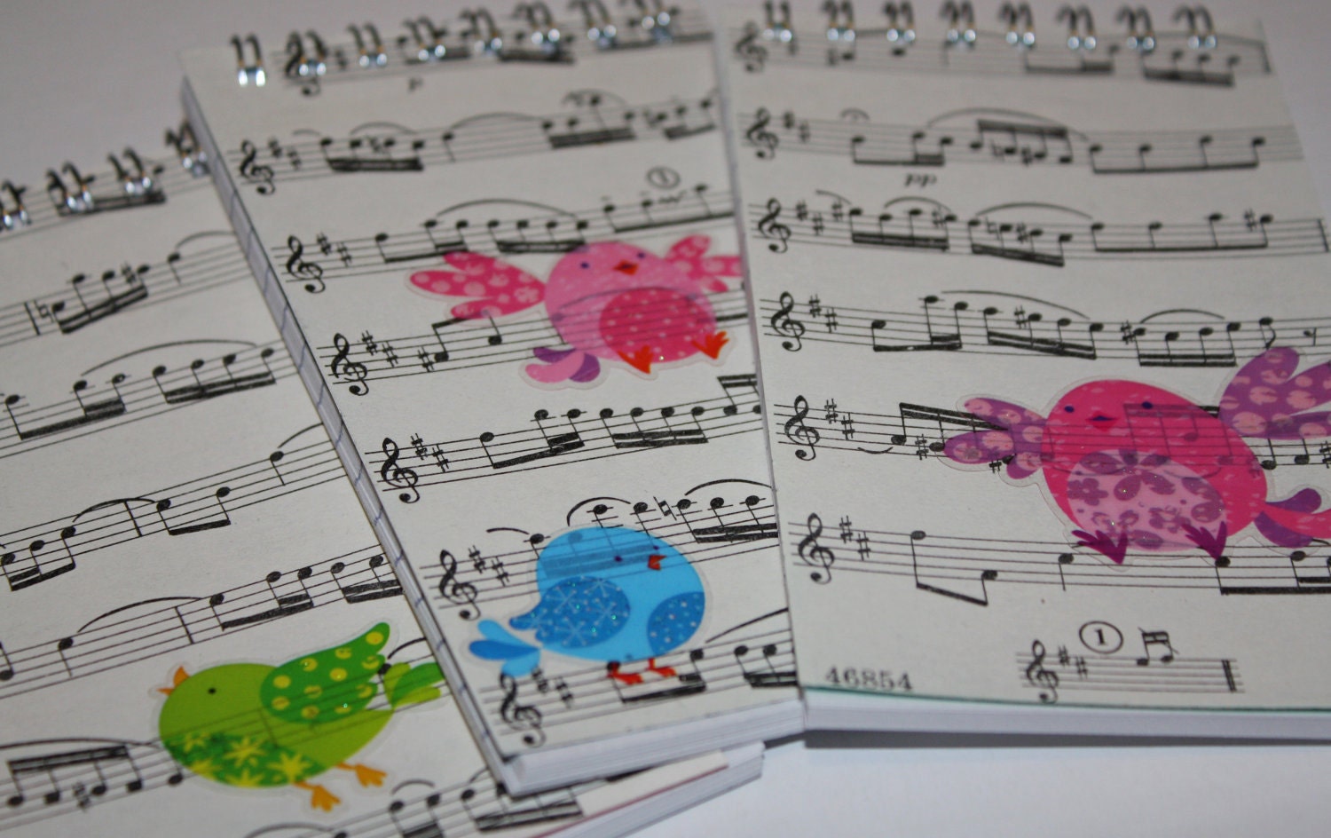 Recycled Music Sheets Decorated Mini Notebook/ Journals/ Jotter - Set of 3