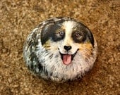 Australian Shepherd Dog hand painted sea stone.
