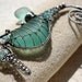 20% OFF. AQUA TEAL seahorse wire wrapped seaglass pendant.