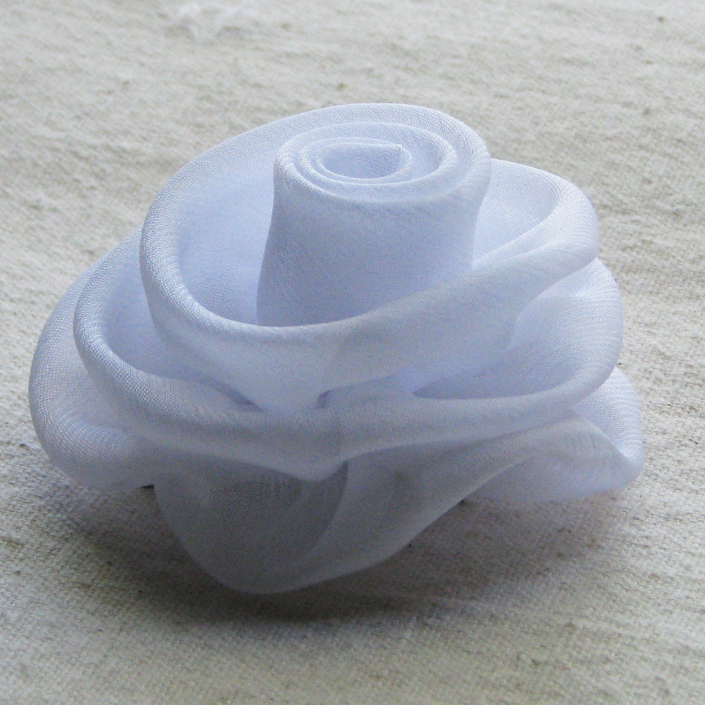 White rose hair clip, chiffon hair flower, medium