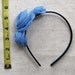 Fabric rose headband, with 3 handcrafted rosettes in cornflower blue chiffon, child size hair accessory
