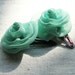 Rose hair clips, in mint green chiffon, set of 2 small hair flowers