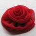 large red rose hair clip, 4.5 inch diameter, in bright cranberry red chiffon fabric