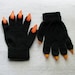 Halloween gloves with claws, black and orange, for Halloween costume or pretend play, one size stretch glove