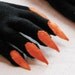 Halloween gloves with claws, black and orange, for Halloween costume or pretend play, one size stretch glove