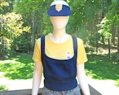 Hand Knit Cotton Set - Petite Salopette/Overall and Visor