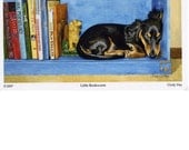 Sleeping Dachshund Giclee Print (Small Size) "Little Bookworm"