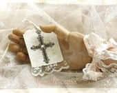 hope - elegant cross & paper lace art tags