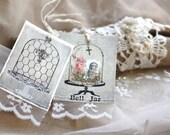 french farmhouse whimsy - elegant bell jar paper art tags