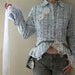 the accomplice. womens reconstructed vintage western shirt m. victorian cowgirl tattered lace eco friendly fashion altered upcycled clothing