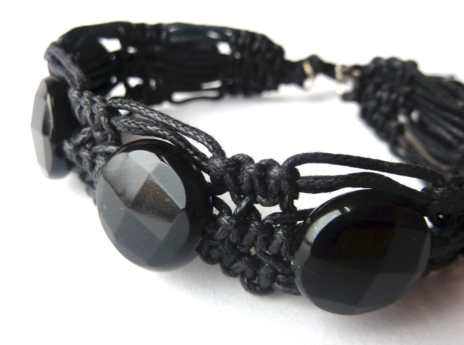 OOAK Black Obsidian Friendship Bracelet