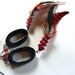 Black and Red Agate Feather Sterling Earrings