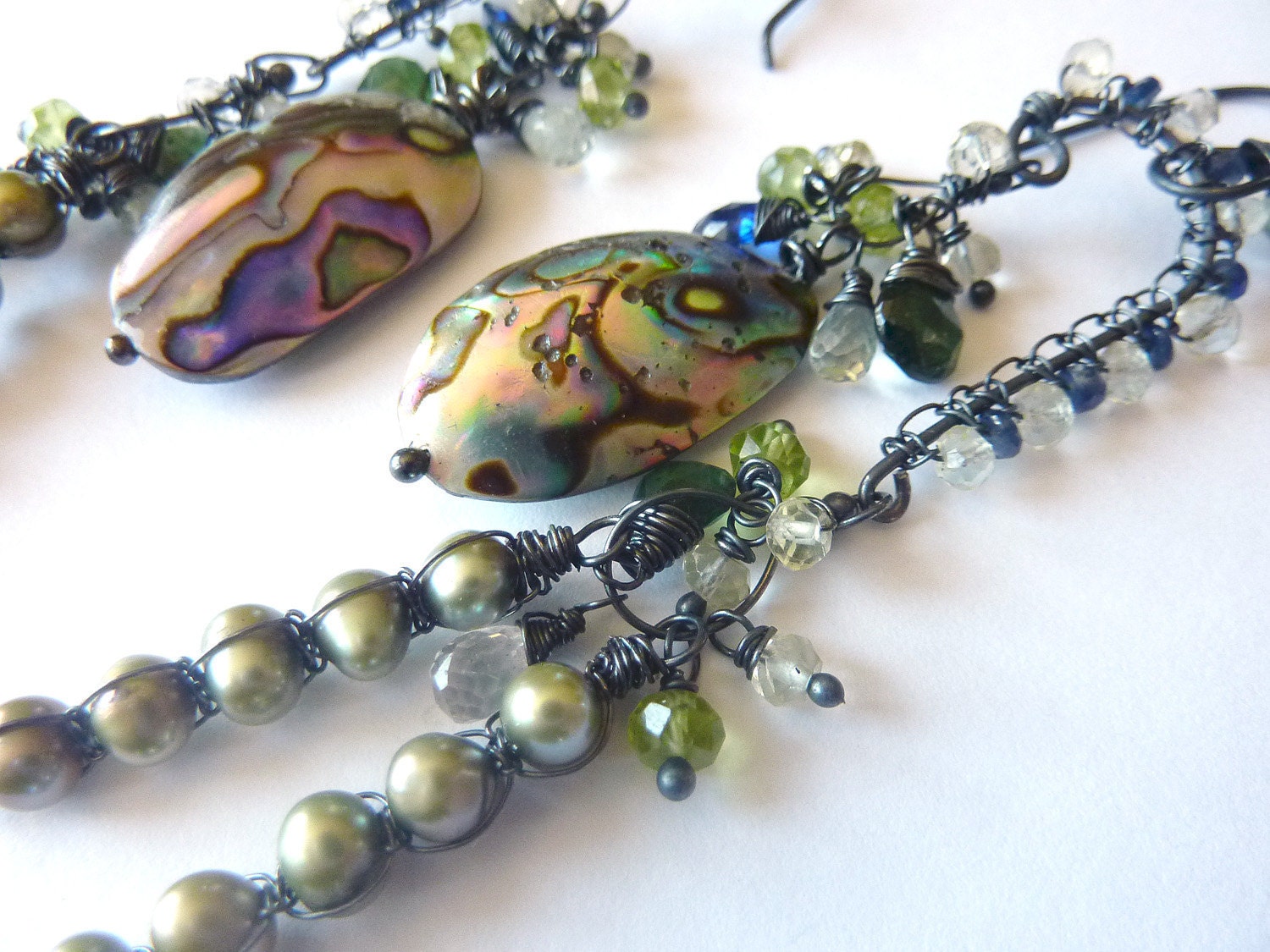 OOAK Rainforest Artisan Oxidized Sterling Earrings