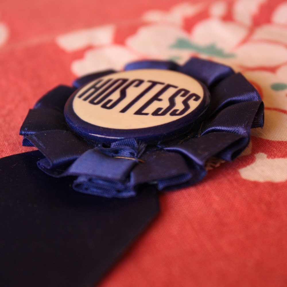 Vintage Hostess Ribbon Pin by Road10 on Etsy